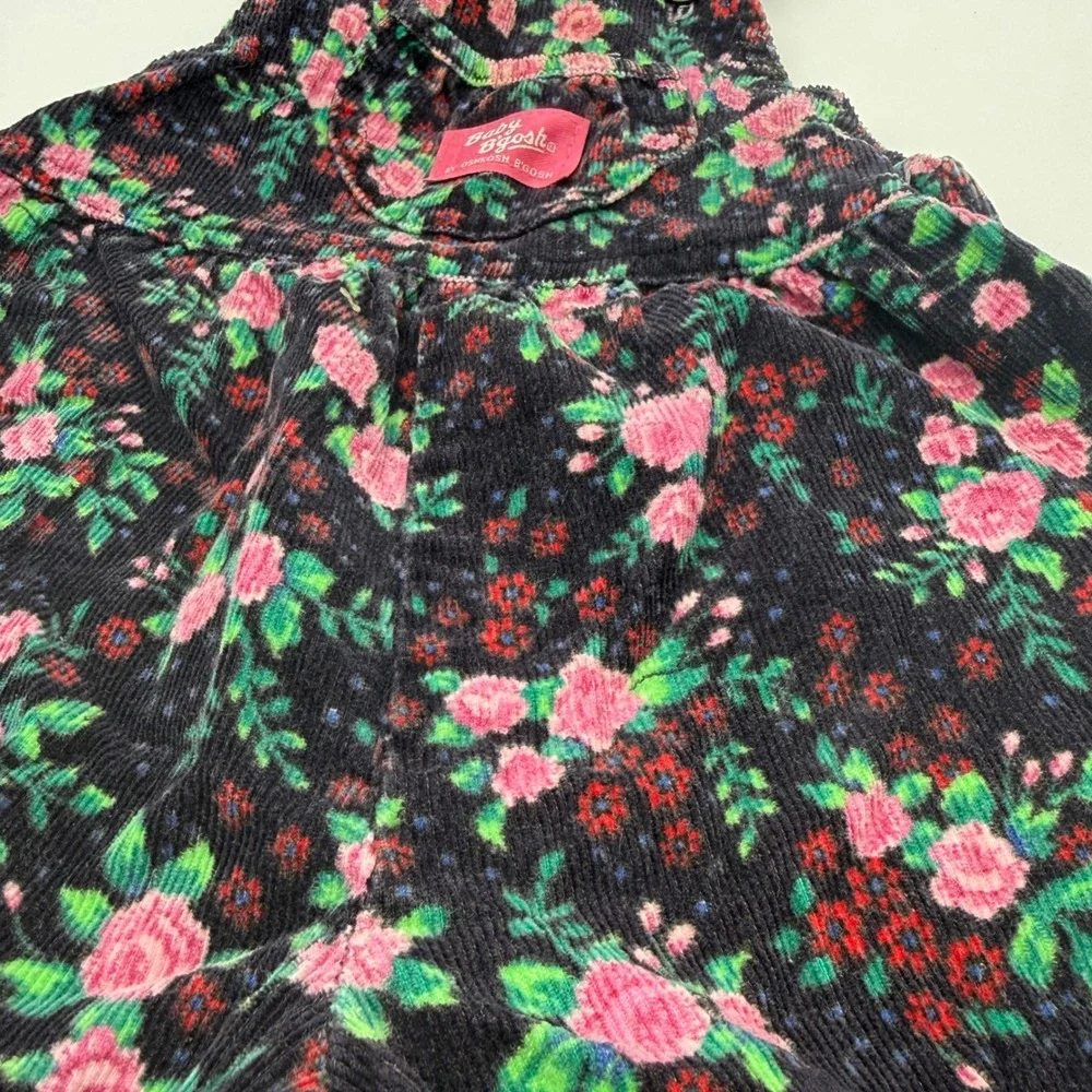 Vintage 24M Baby B'Gosh OshKosh Floral Corduroy Overalls Vestbak Cottagecore USA